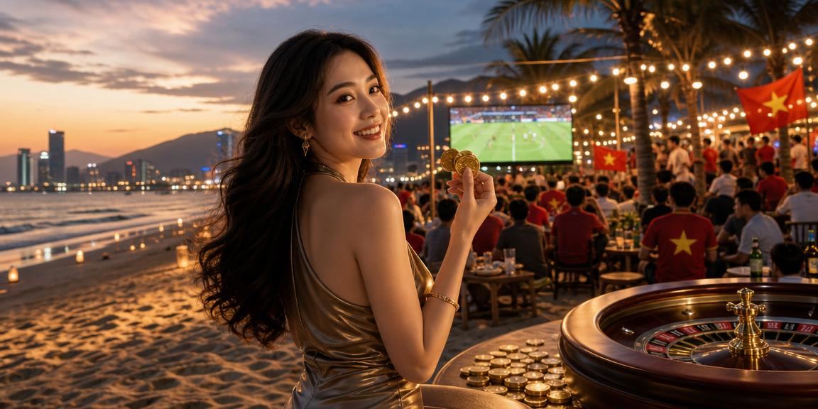 Khung cảnh giải trí thể thao buổi tối trên bãi biển Đà Nẵng